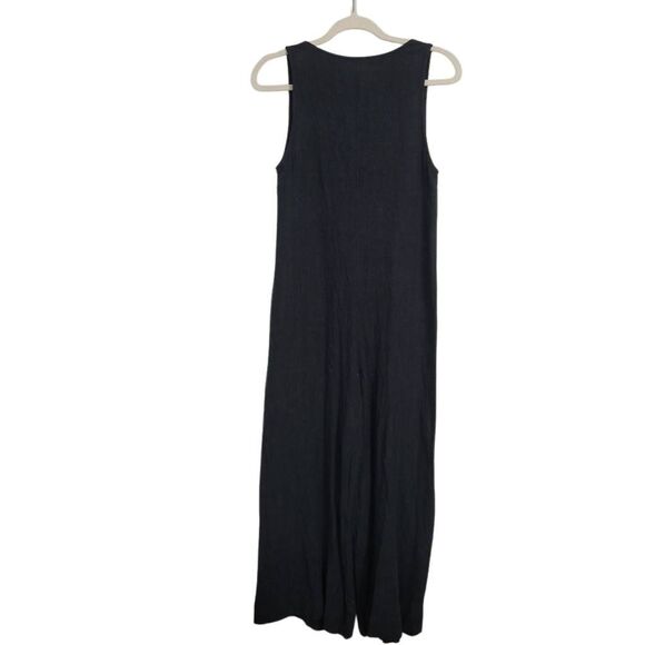 Rachel Palley Linen Rayon Jumpsuit Sz L Button Front Sleeveless Ankle Wide Leg - Picture 4 of 13